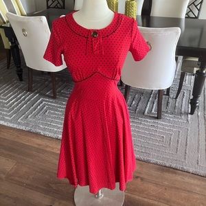 LN Gown Town Polka Dot Vintage 1950s Style Party Dress-Pin-Up, Rockabilly, M